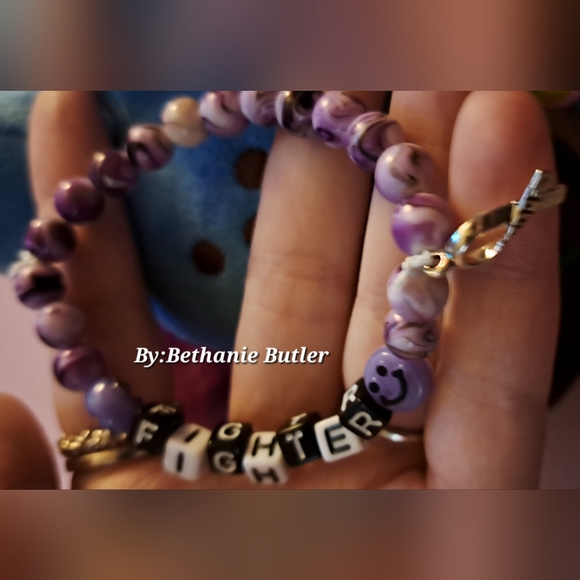 Cancer Purple Homemade Bead And Charm Bracelet "hope" - Picture 3 of 13